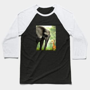 Love Yourself: Motivational Digital Art of an Elephant and Baby Giraffe in the Jungle Baseball T-Shirt